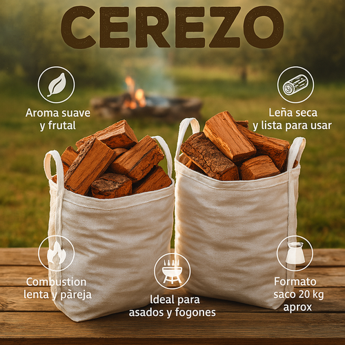 Pack SUPER LEÑA CEREZO (6 SACOS)