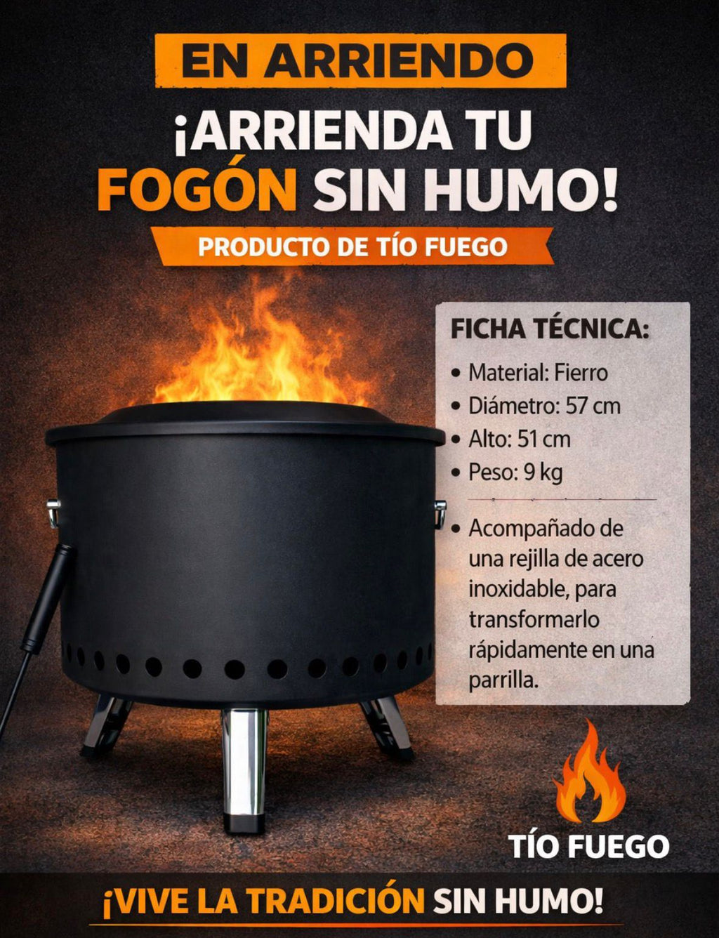 Arriendo de fogón sin HUMO